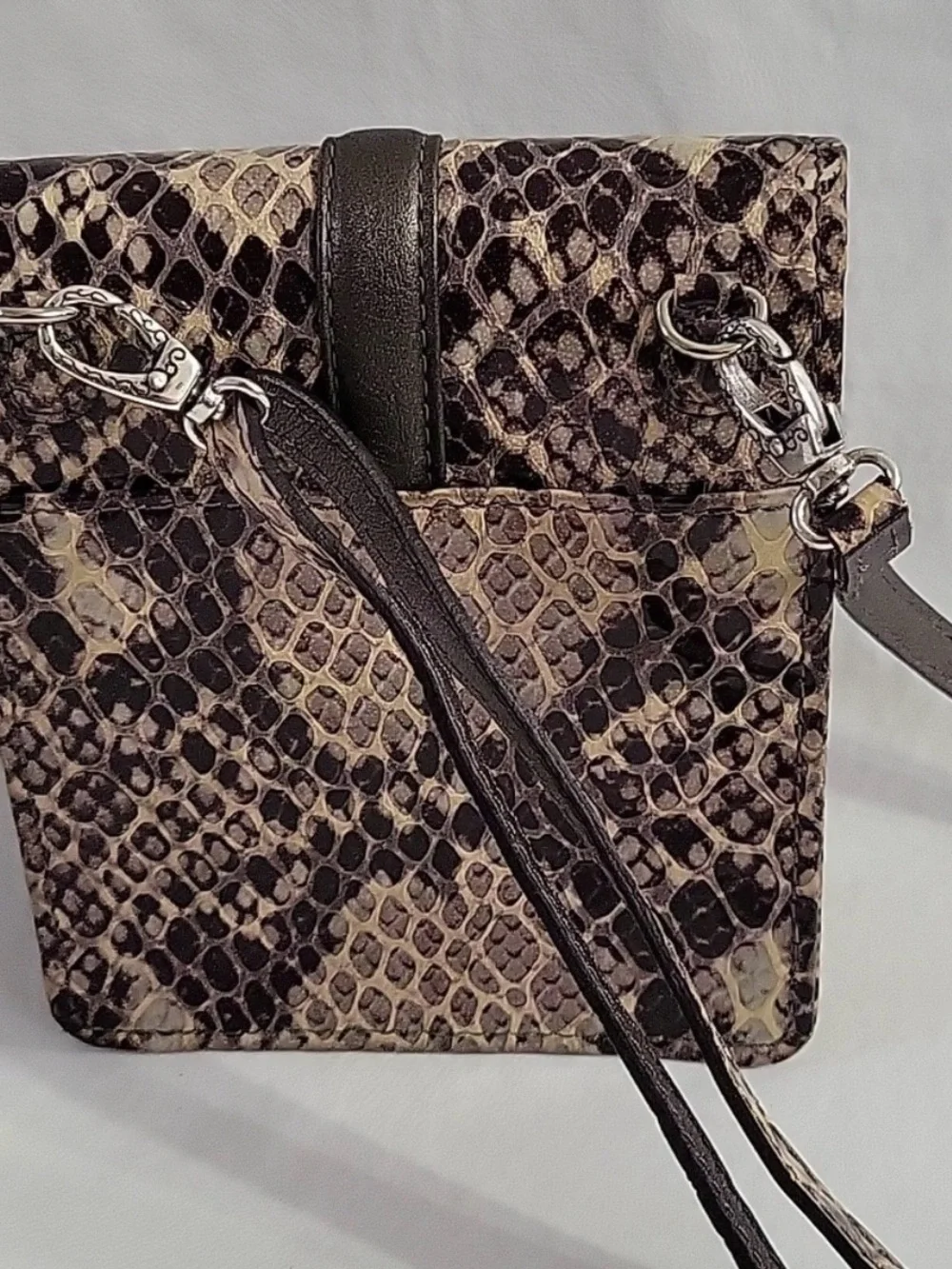 Brighton Brown and Cream Snakeskin Crossbody Bag